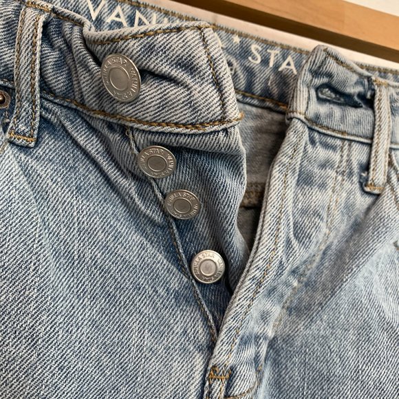 Vanilla Star 90s Boyfriend Jeans Raw Hem Distressed Button Fly W25"xL25" Size 1 - Picture 5 of 11